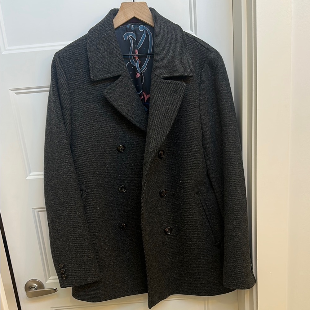 Ted Baker Gray Wool Peacoat Timeless Style